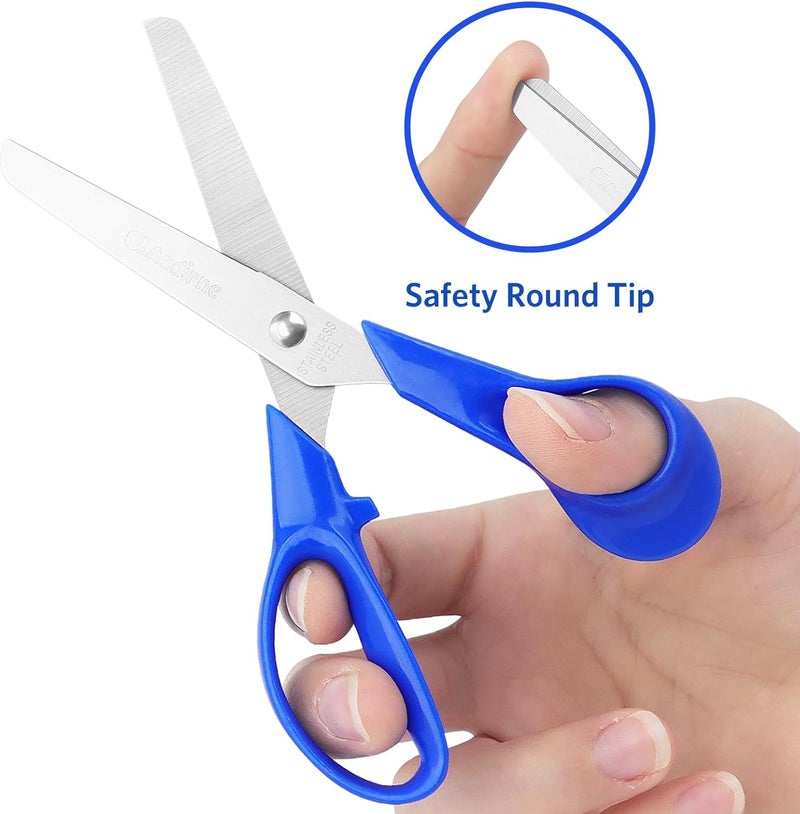 Asdirne Kids Scissors, Children Scissors with Comfort Grip Handles, Safety Blunt Tip, 5 Inch, 3 Pack - Image 3